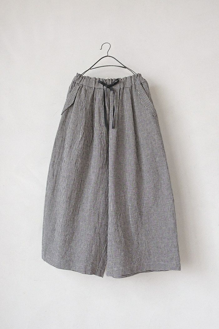 MAGALI マガリ <br>リネンコットン・ギンガム・ワイドパンツ(25SS)