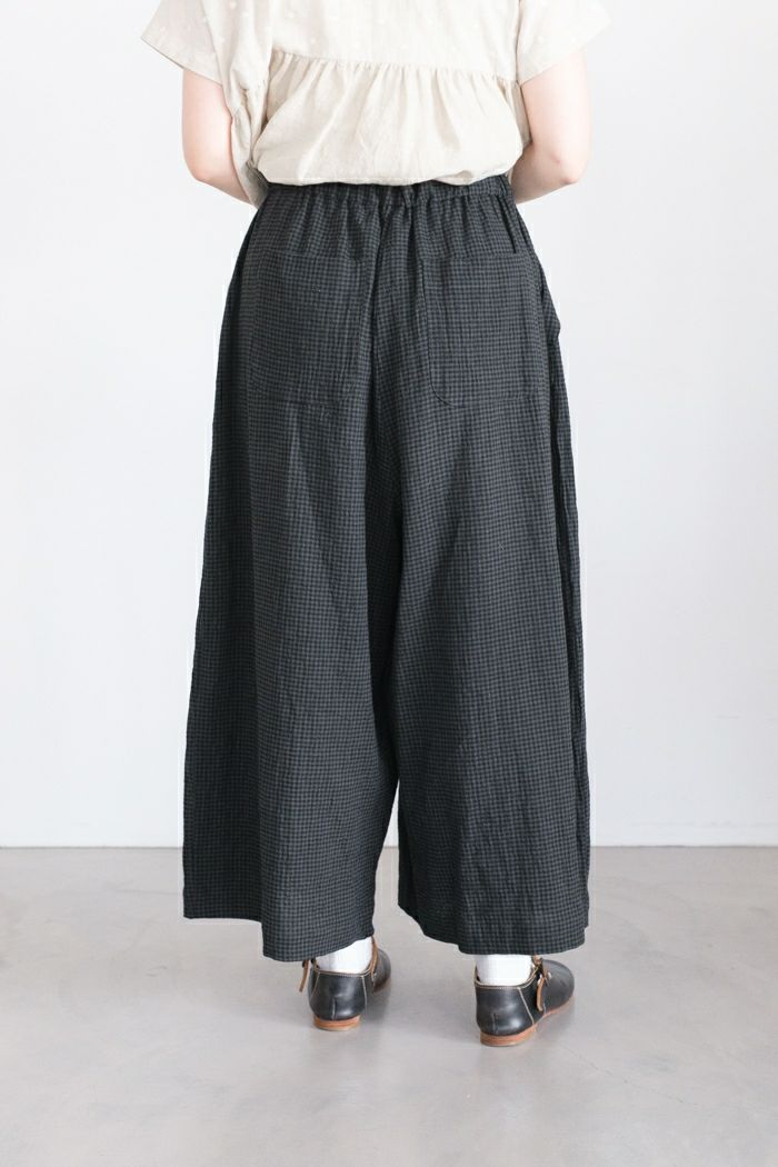 MAGALI マガリ リネンコットン・ギンガム・ワイドパンツ(25SS