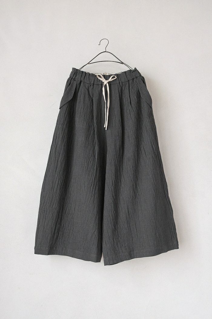 MAGALI マガリ <br>リネンコットン・ギンガム・ワイドパンツ(25SS)