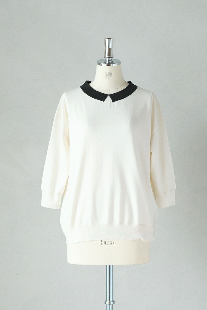 STAMP AND DIARY スタンプ アンド ダイアリー <BR>suvin gold knit スビンゴールドニット 見せかけ襟 プルオーバー(25SS)