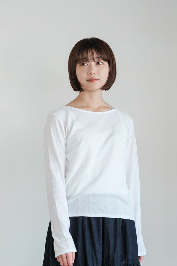 bulle de savon ビュルデサボン <br>強撚針抜JQ長袖プルオーバー(25SS)