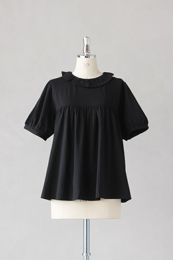 bulle de savon ビュルデサボン <br>60/2 シルケット天竺 frill collar プルオーバー(25SS)