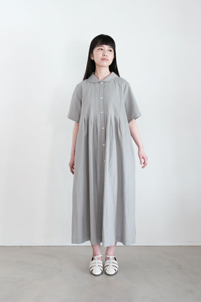 bulle de savon ビュルデサボン <br>60sフレンチリネン　丸衿ワンピース(25SS)