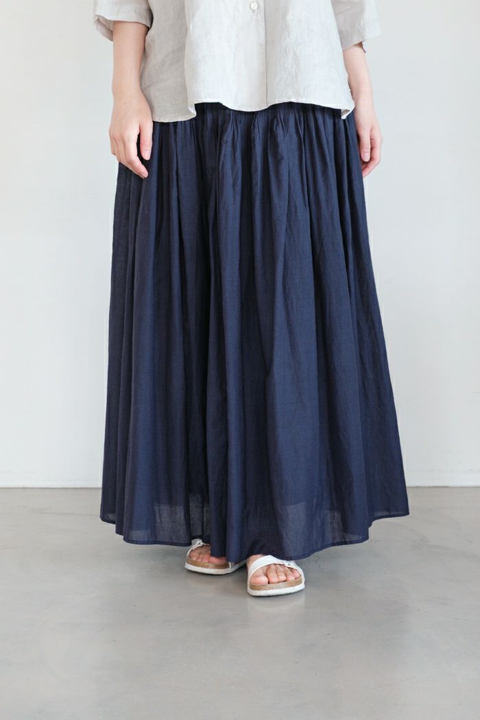 maison de soil メゾン ド ソイル <BR>100s KHADI (100s×150s) RANDOM PLEATS FLARED SKIRT(25SS)
