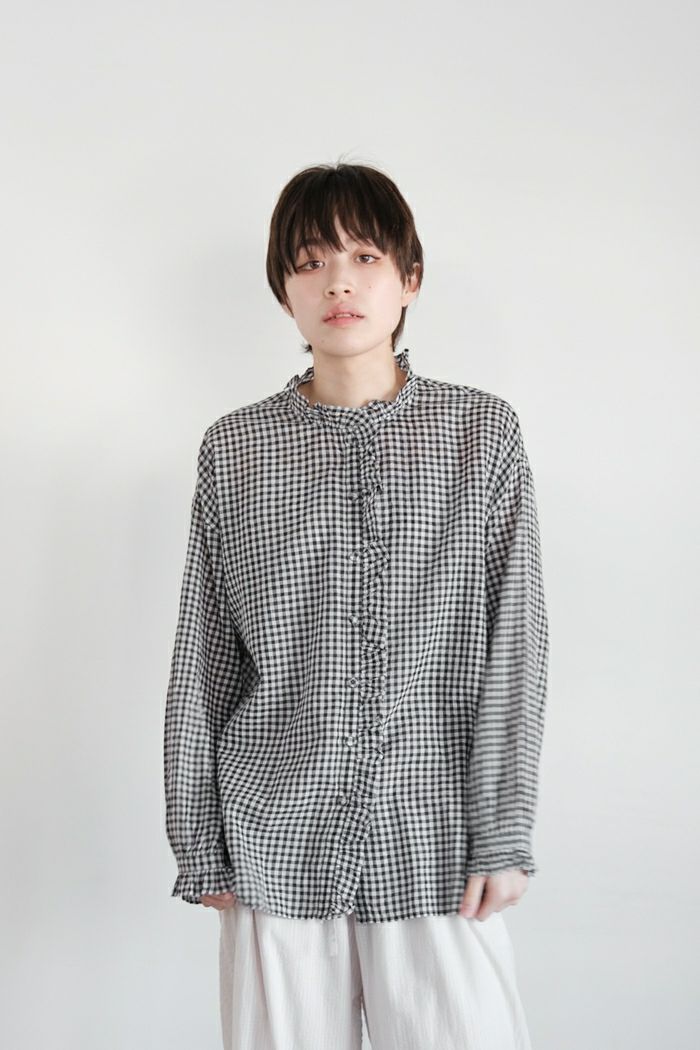 maison de soil メゾン ド ソイルHANDWOVEN COTTON/SILK GINGHAM CHECK