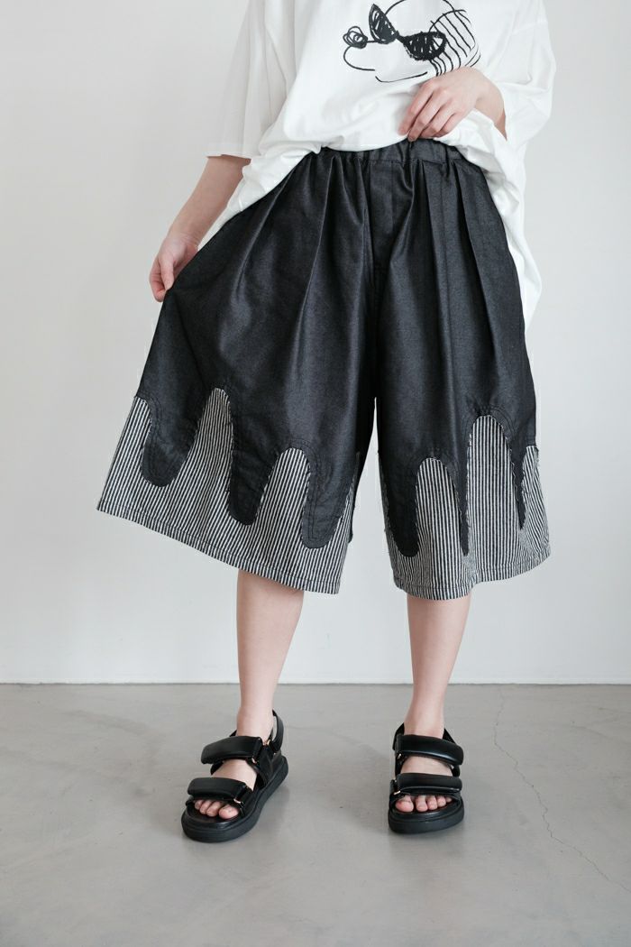 nunuforme ヌヌフォルム <br>waveヒッコリーショートパンツ(25SS)