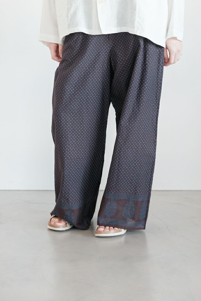 maison de soil メゾン ド ソイル <BR>80s VOILE DOT & TREE BLOCK PRINT EASY PANTS(25SS)