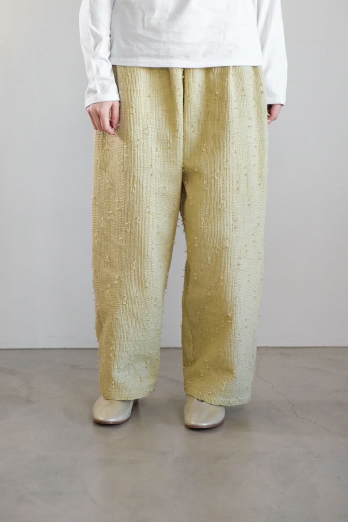 qiri キリ <br>sashiko jacquard　ギャザーパンツ(25SS)