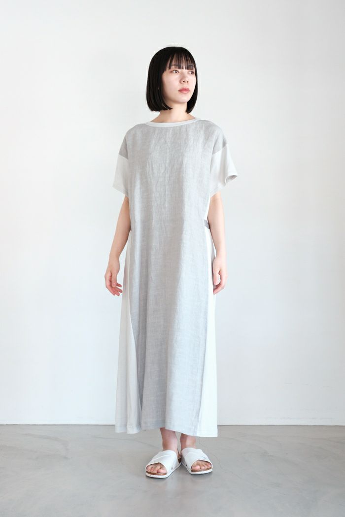 e’ternite’ de Soi-e エテルニテドゥソワ <BR>前身頃スラブリネン+14/1天竺ワンピース(25SS)