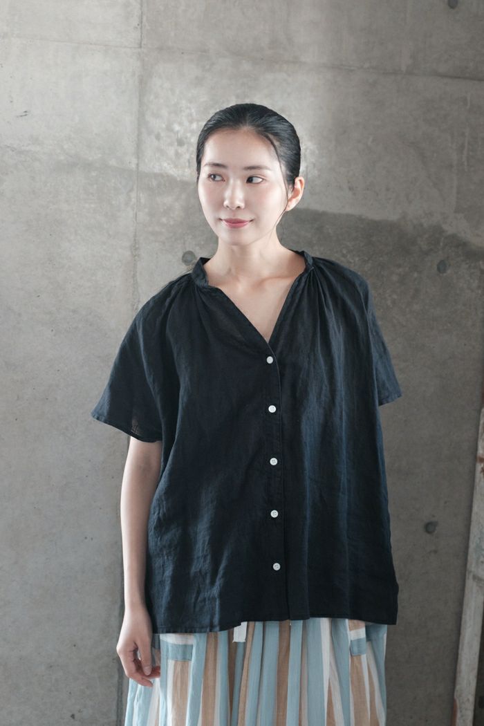 ARTE POVERA アルテポーヴェラ リネン染め スタンドギャザー