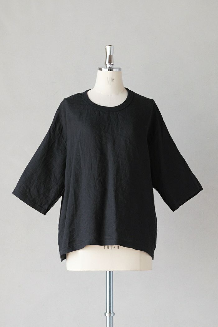 ARTE POVERA アルテポーヴェラ <br>リネン染め ワイドクルーT(半袖）(25SS)