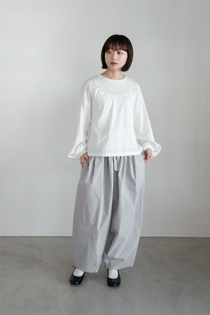 Porter des boutons ポルテデブトン ギンガムオーバルパンツ