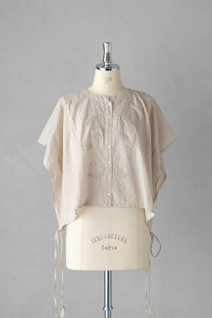 Porter des boutons  ポルテデブトン <br>Lilasエンブロイダリーブラウス(25SS)