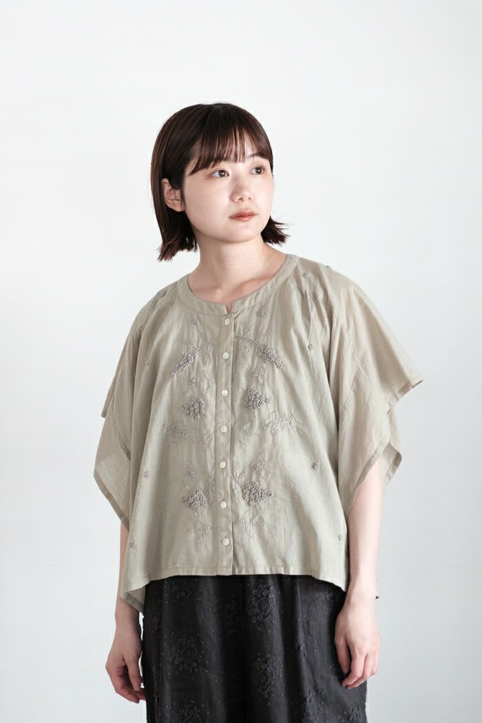 Porter des boutons  ポルテデブトン <br>Lilasエンブロイダリーブラウス(25SS)