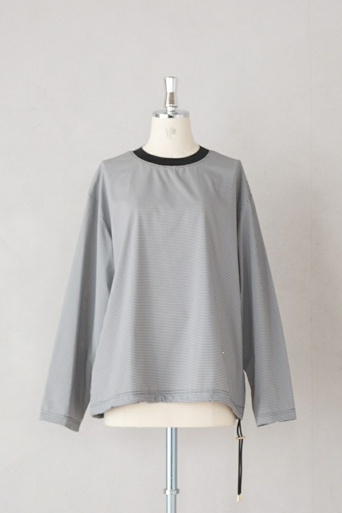 CULLNI クルニ <br>Sheer Tile Check Drawstring Long Sleeve Pullover(25SS)