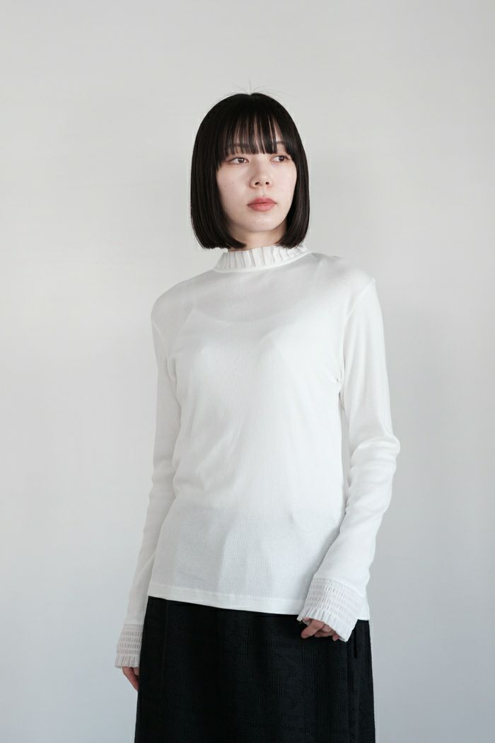 Porter des boutons ポルテデブトン <br>チュールカラー テレコプルオーバー(25SS/basic))