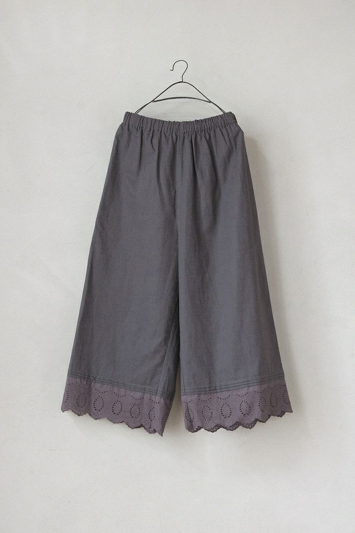 marble SUD マーブルシュッド <br>綿麻スラブ裾レースパンツ(25SS)