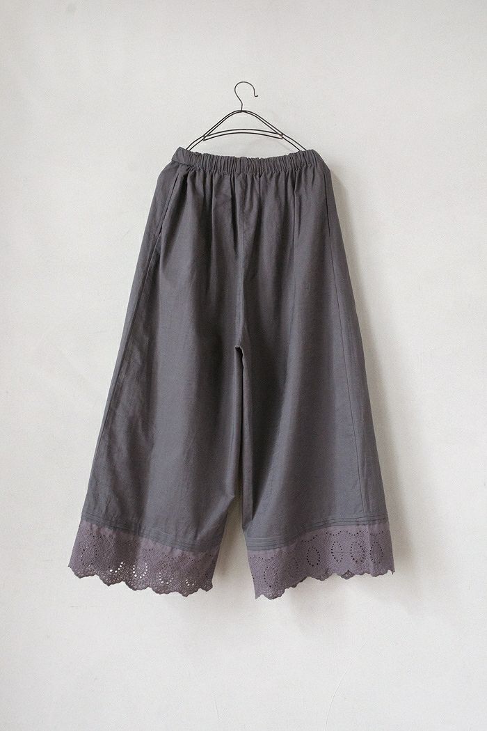 marble SUD マーブルシュッド 綿麻スラブ裾レースパンツ(25SS