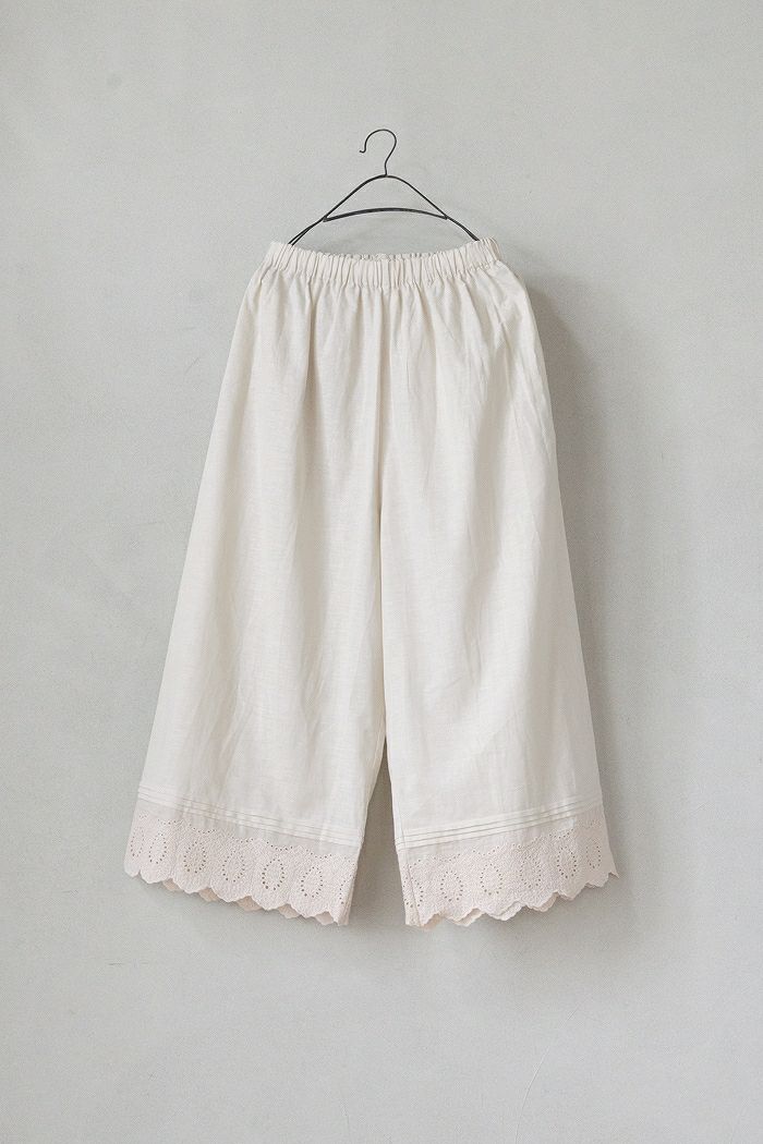 marble SUD マーブルシュッド <br>綿麻スラブ裾レースパンツ(25SS)