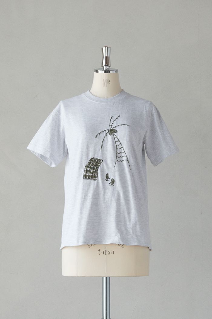 PAR ICI パーリッシィ <br>ヤシの木ハンド風刺繍 Tシャツ(25SS)
