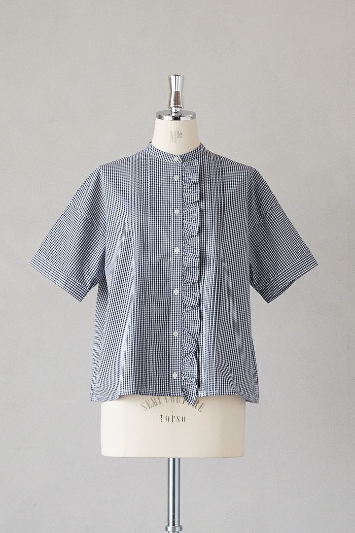 PAR ICI パーリッシィ <br>ギンガムチェック 前立てフリルブラウス(25SS)