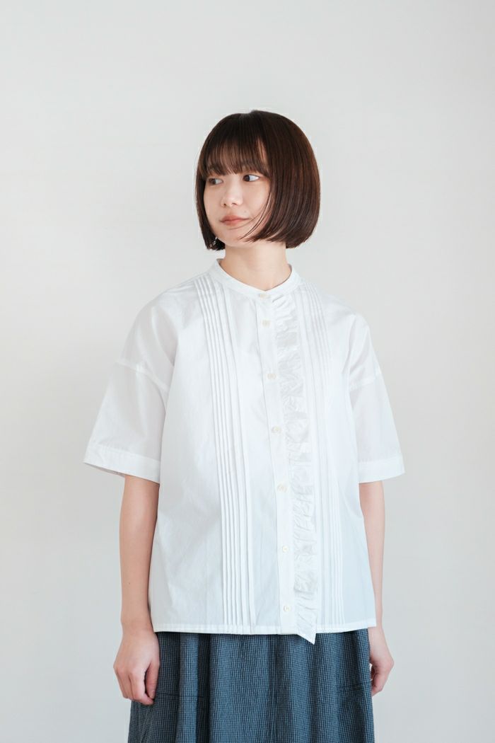 PAR ICI パーリッシィ <br>△〇グランジウォッシュ 前立てフリルブラウス(25SS)