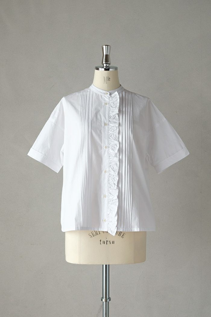 PAR ICI パーリッシィ <br>△〇グランジウォッシュ 前立てフリルブラウス(25SS)