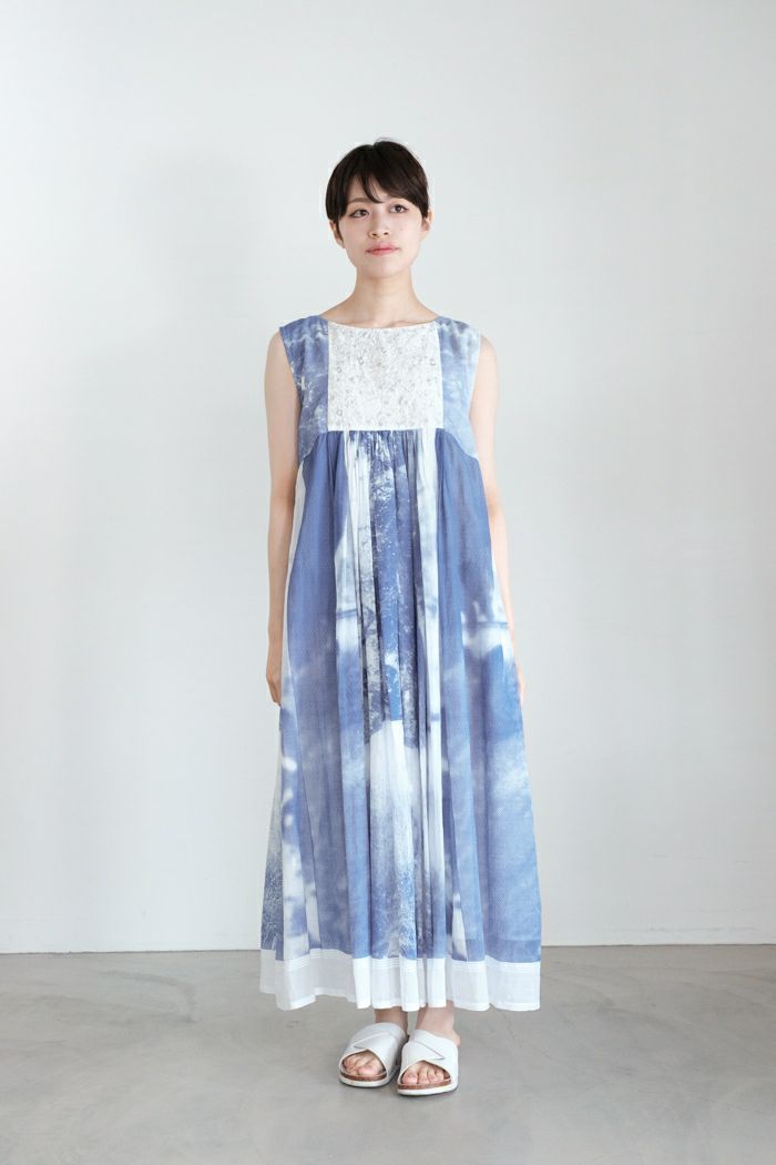 AODRESS アオドレス <br>embroidered panel sleeveless gather dress(25SS)