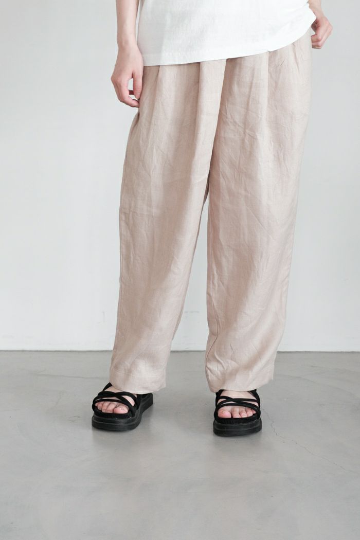 GALERIE TISSU ギャルリティシュ <br>オーガニックリネンツイルタックイージーパンツ(25SS)