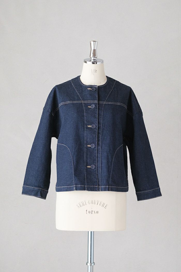 pot and tea ポットアンドティー <br>デニムノーカラージャケット(25SS/NEW)