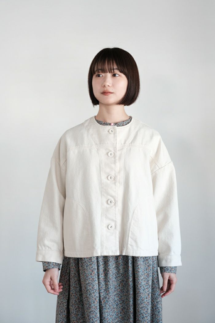 pot and tea ポットアンドティー <br>デニムノーカラージャケット(25SS/NEW)