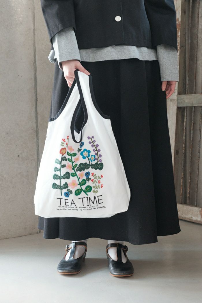 pot and tea ポットアンドティー <br>ボタニカル刺繍マルシェバッグ(25SS/NEW)