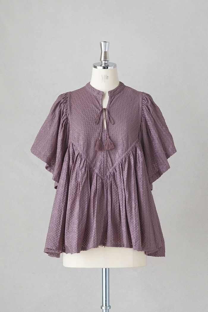 e’ternite’ de Soi-e エテルニテドゥソワ <BR>総刺繍無地切り替えブブラウス(25SS)