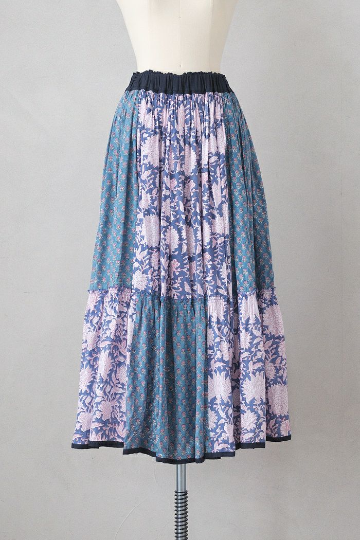 e’ternite’ de Soi-e エテルニテドゥソワ <BR>木版プリントギャザースカート(25SS)