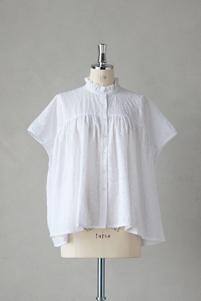 SOIL ソイル <BR>ALL HEMLA FRILL COLLAR FRENCH/SL SHIRT(25SS)