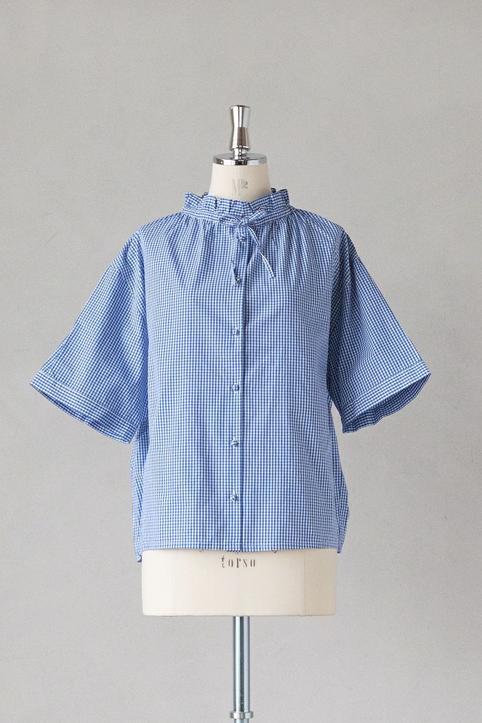 PAR ICI パーリッシィ <br>グランジウォッシュ ギャザーフリルブラウス(25SS)