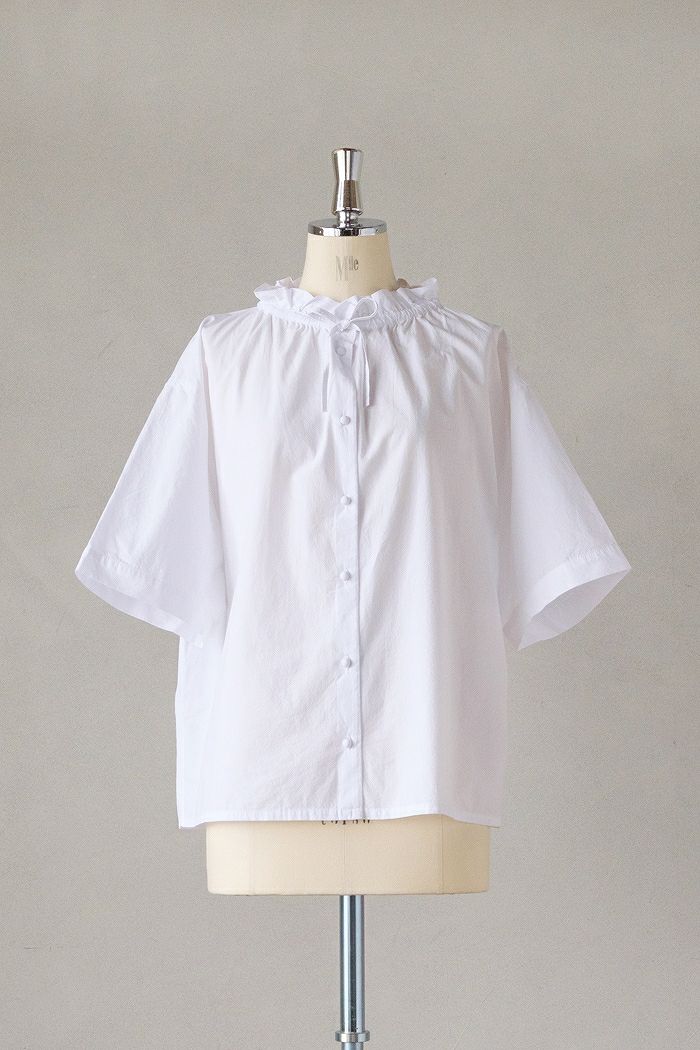 PAR ICI パーリッシィ <br>グランジウォッシュ ギャザーフリルブラウス(25SS)
