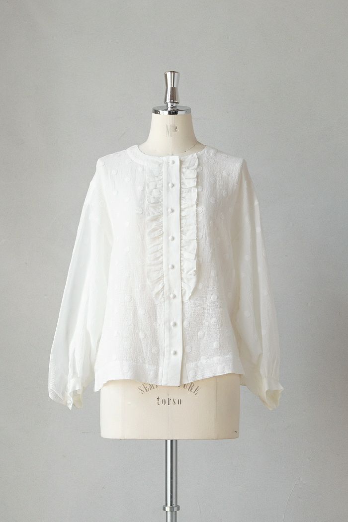 MAGALI マガリ <br>コットンスノードットフリルブラウス(25AW)