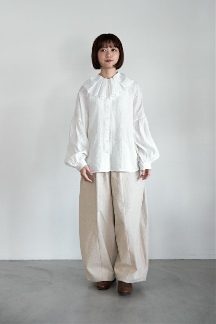 MAGALI マガリ ストライプリネンアンティークカラーブラウス(25AW