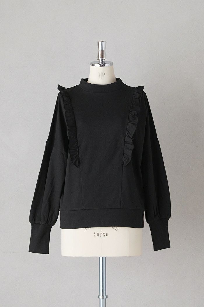 MAGALI コットンスウェット　スイッチングプルオーバー　ブラック　新品 MAGALI マガリ コットンスウェット・スイッチングプルオーバー