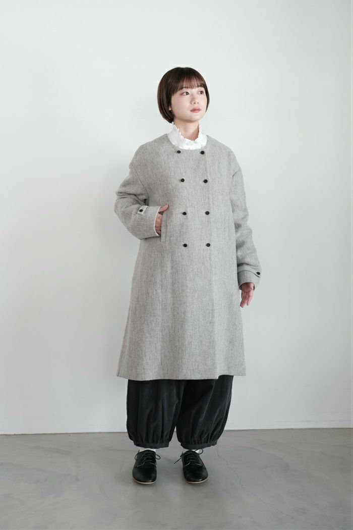 MAGALI マガリ ウールリネンへリンボンダブルボタンコート(25AW