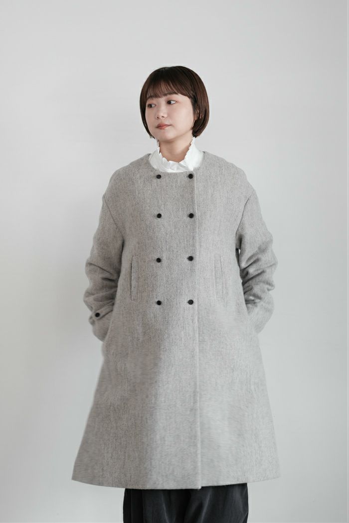 MAGALI マガリ ウール リネン ヘリンボーン ダブルボタンコート MAGALI（マガリ） ウールリネン ヘリンボーン ダブルボタン コート