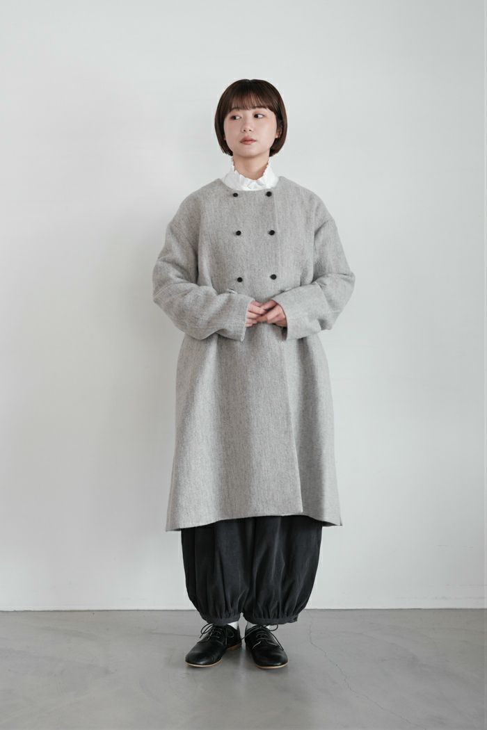 MAGALI マガリ ウールリネンへリンボンダブルボタンコート(25AW