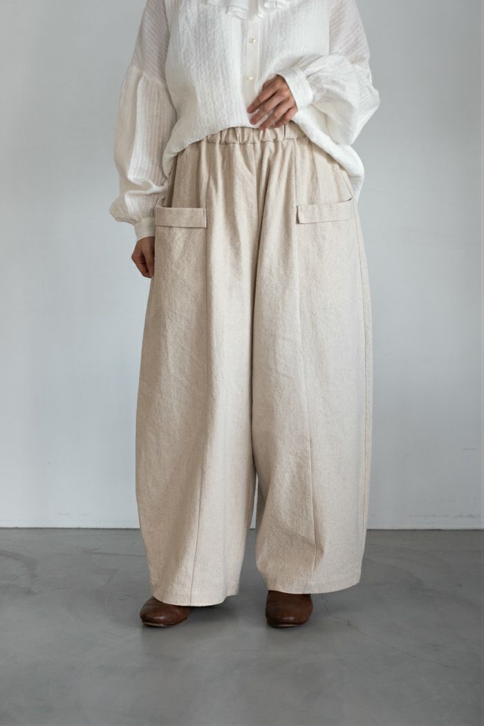 MAGALI マガリ リネンコットンストライプ・ヨーク＆ギャザーワンピース