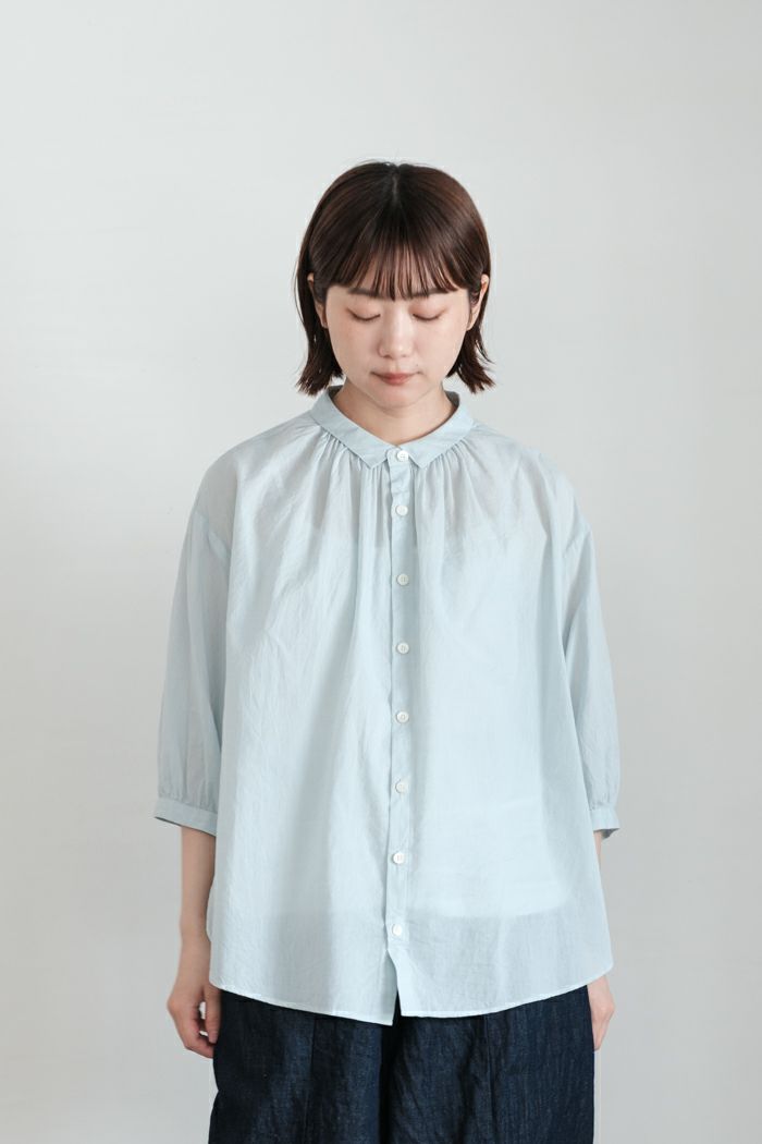 bulle de savon ビュルデサボン <br>コットン / シルク ローン ふっくら袖ブラウス(25SS)
