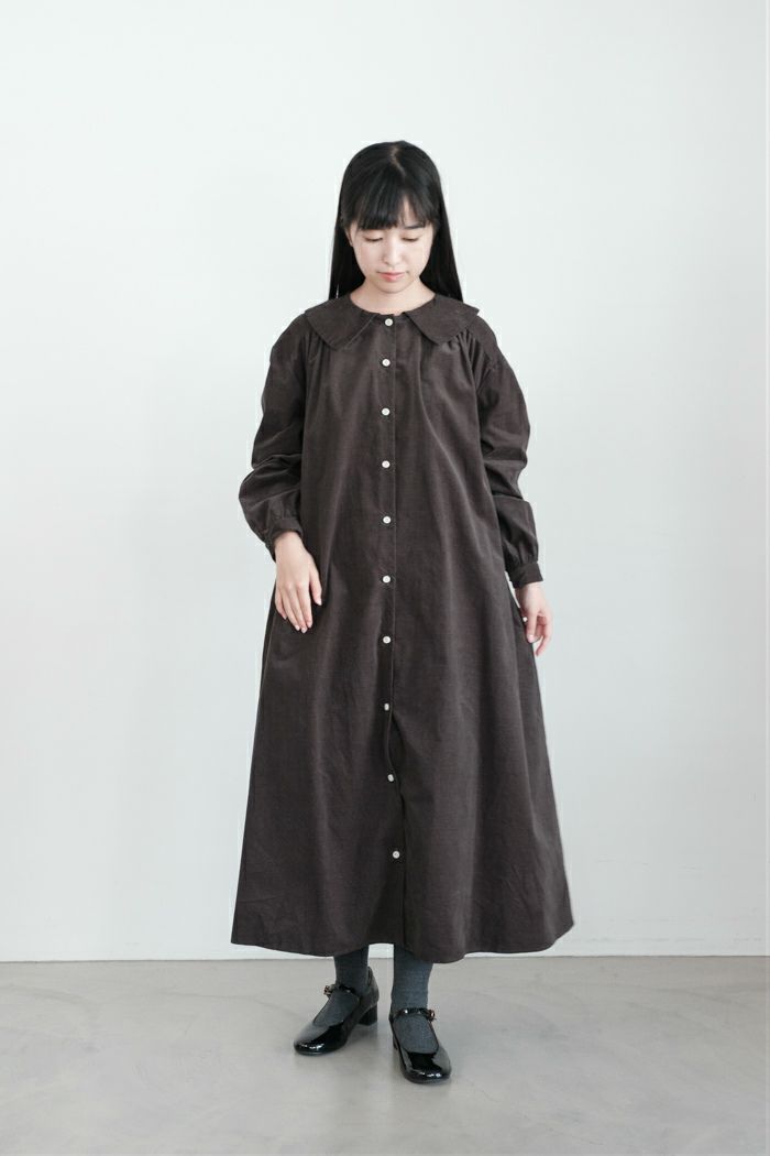 MAGALI マガリ リネンコットンストライプ・ヨーク＆ギャザーワンピース