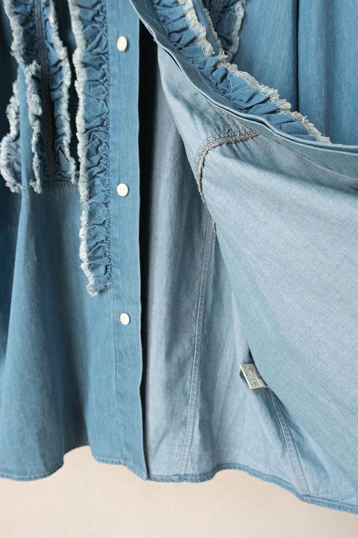 buoy buoy ブイ5.5ozLIGHT DENIM FRILL SHIRT(25AW) | T.T. GARRET