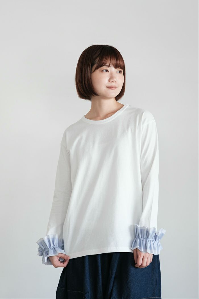 nunuforme ヌヌフォルム <br>ダブルフリルスリーブTシャツ(25AW)