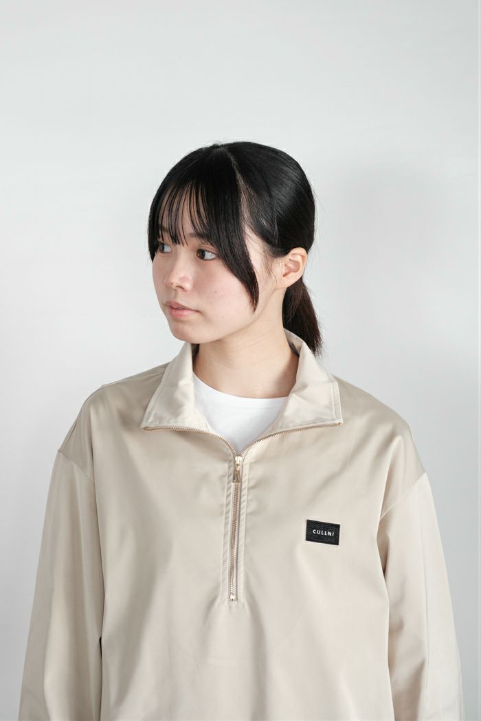 CULLNI クルニ Double Satin Half Zip Embroidery Patch Pullover(25AW