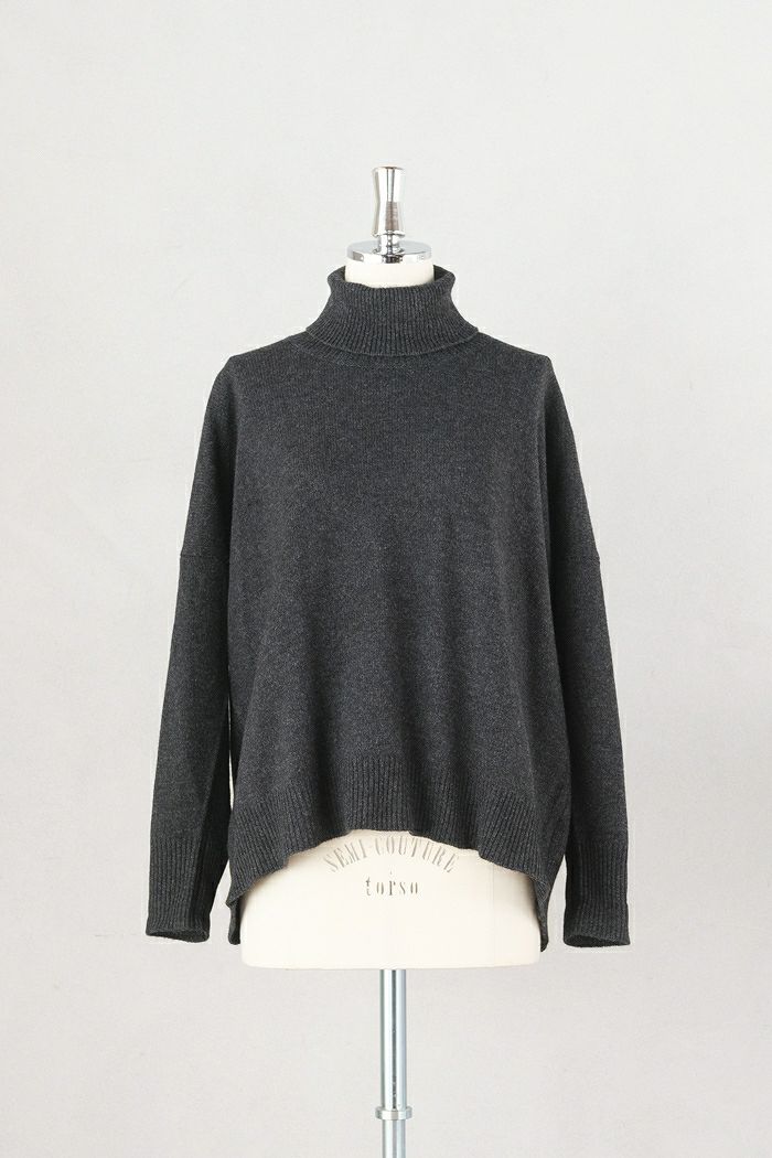 SOIL ソイル 7GG 2PLY PLAIN STITCH COTSWOLDS TURTLE NECK BUTTON